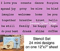 Stencil Set - Little Words and Random Sayings - 24 designs