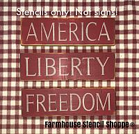 America, Liberty, Freedom, Set of 3 - 12"x3.5"