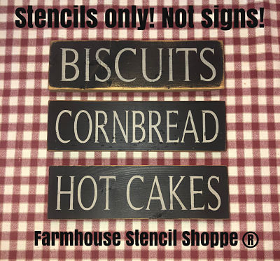 Biscuits Cornbread HotCakes - Stencil Set - 12"x3.5"