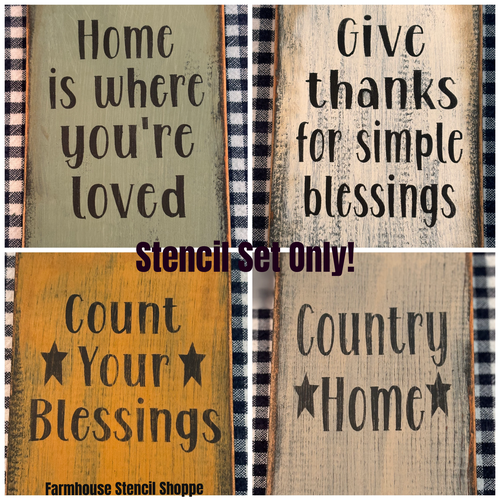 Country Home/Blessings Stencil Set 4"x4", 4"x5"