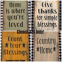 Country Home/Blessings Stencil Set 4"x4", 4"x5"