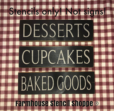 Desserts Cupcakes Baked Goods - Stencil Set - 12"x3.5"