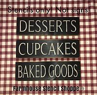 Desserts Cupcakes Baked Goods - Stencil Set - 12"x3.5"