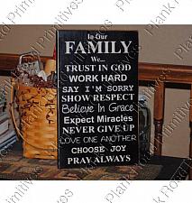 In Our Family, Family Rules, Vertical Stencil - 10"x18"