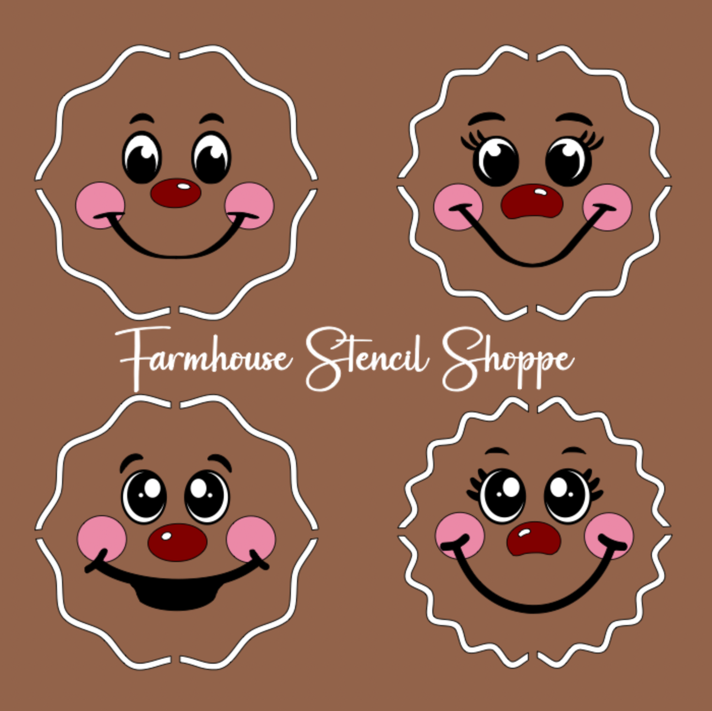 Gingerbread Faces Overlay Stencil Set