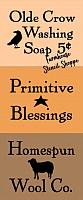 Olde Crow Primitive Homespun Set of 3 Designs