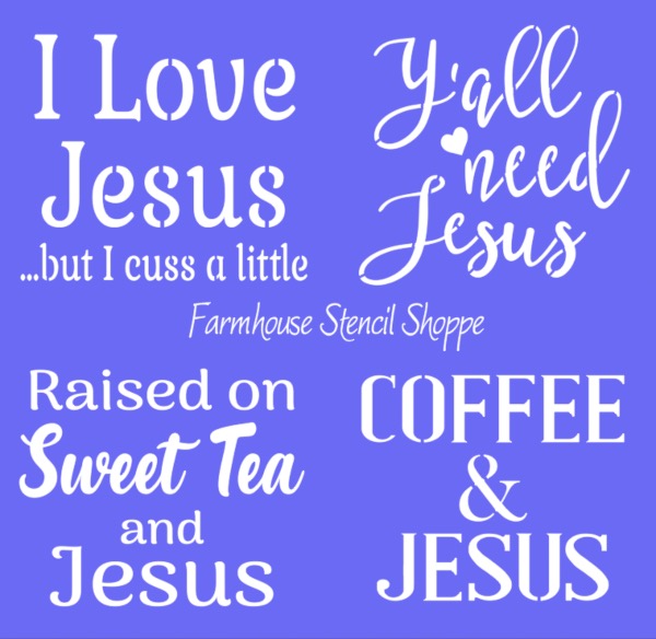 Stencil Set - I love Jesus... 6"x5.5" - Set of 4