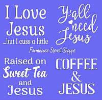 Stencil Set - I love Jesus... 6"x5.5" - Set of 4