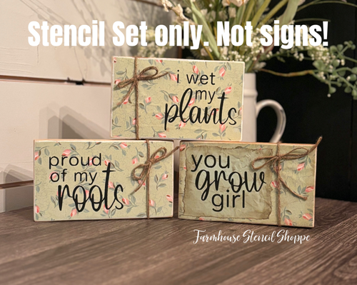 Plant Stencil Set of 3 Stencils - 4"x3.5"