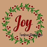 Joy Wreath Stencil - 8"x8"