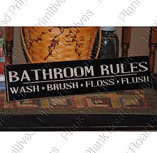 Bathroom Rules, Wash Brush Floss Flush - 24"x5.5"
