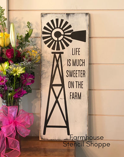 Life is much sweeter on the farm 10"x24" (large windmill)