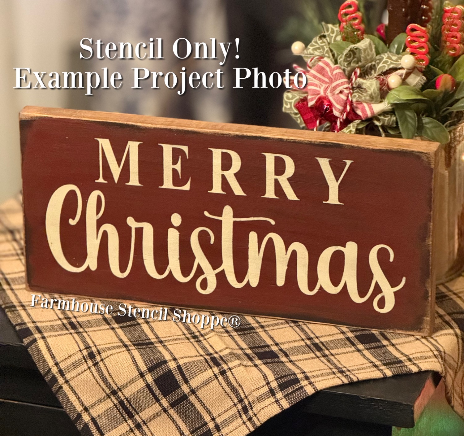 Merry Christmas Print/Script Stencil - 12"x5.5"