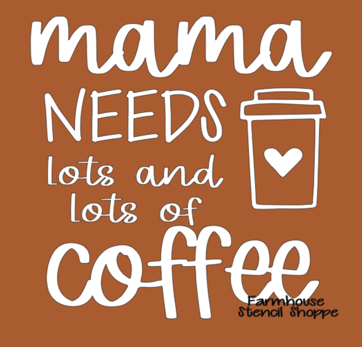 Mama Needs Lots and Lots of Coffee - 8"x8"