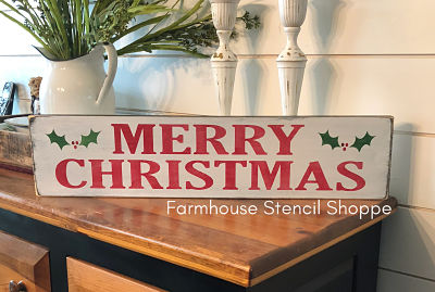 Merry Christmas With Holly Berries 24"x5.5"