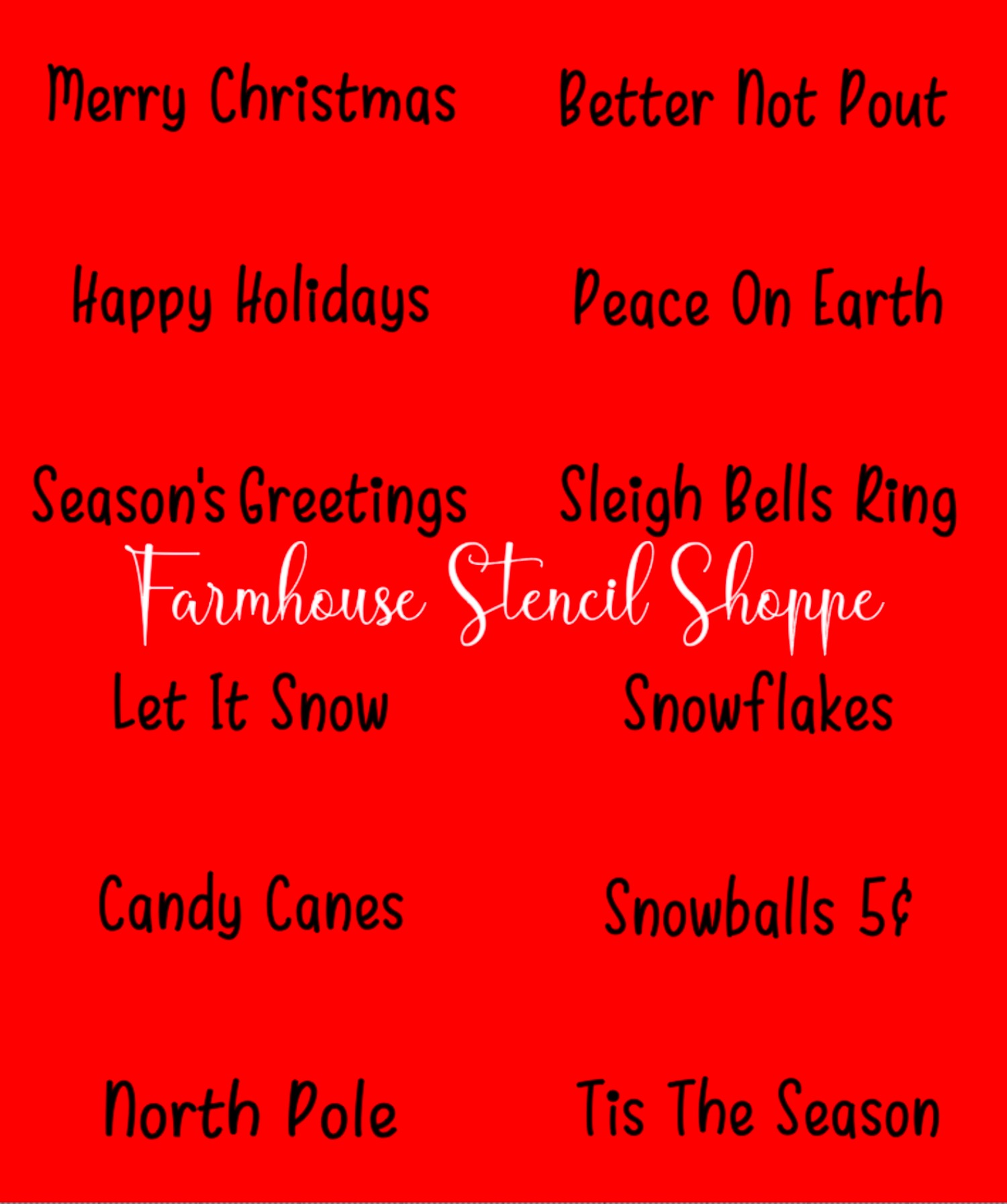 Merry Christmas Little Set of 12 Stencil Designs, Two Sheets