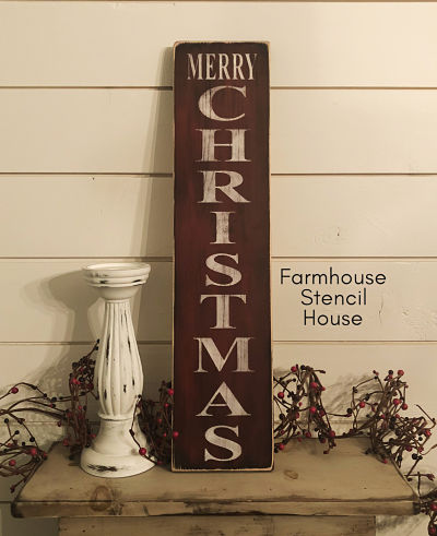 Merry Christmas Stencil - Vertical  5"x24"