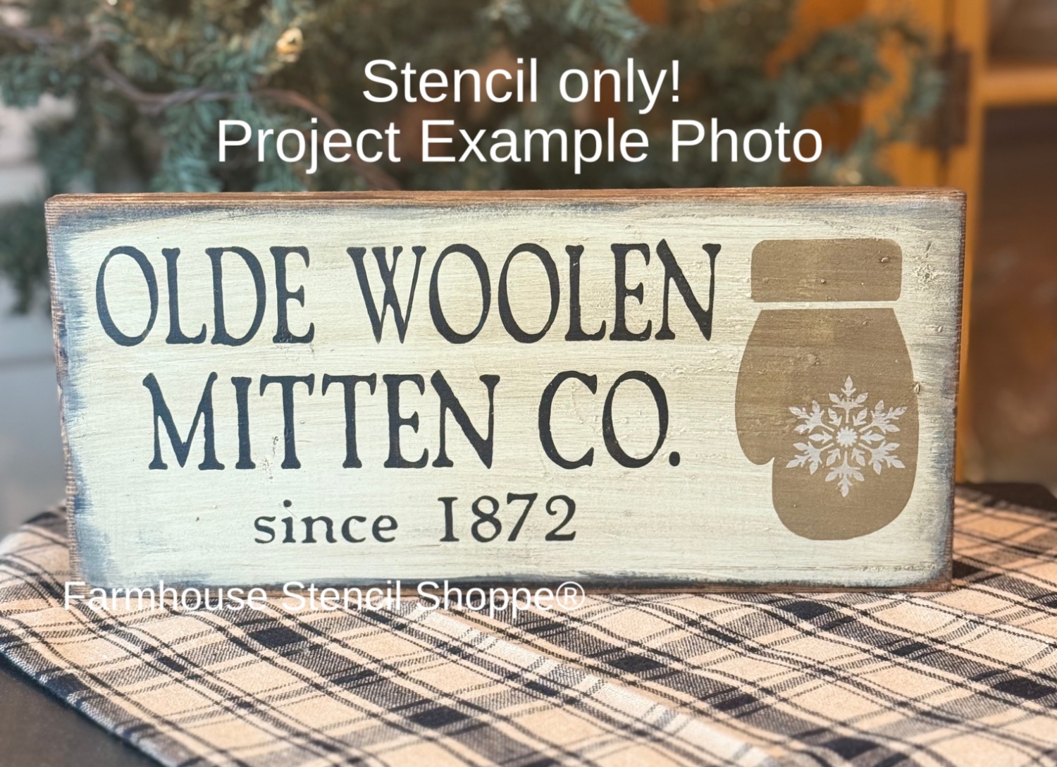Olde Woolen Mitten Co. 12"x5.5" - Overlay Stencil