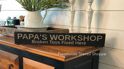 Papa's Workshop, Broken Toys Fixed Here 24"x3.5"