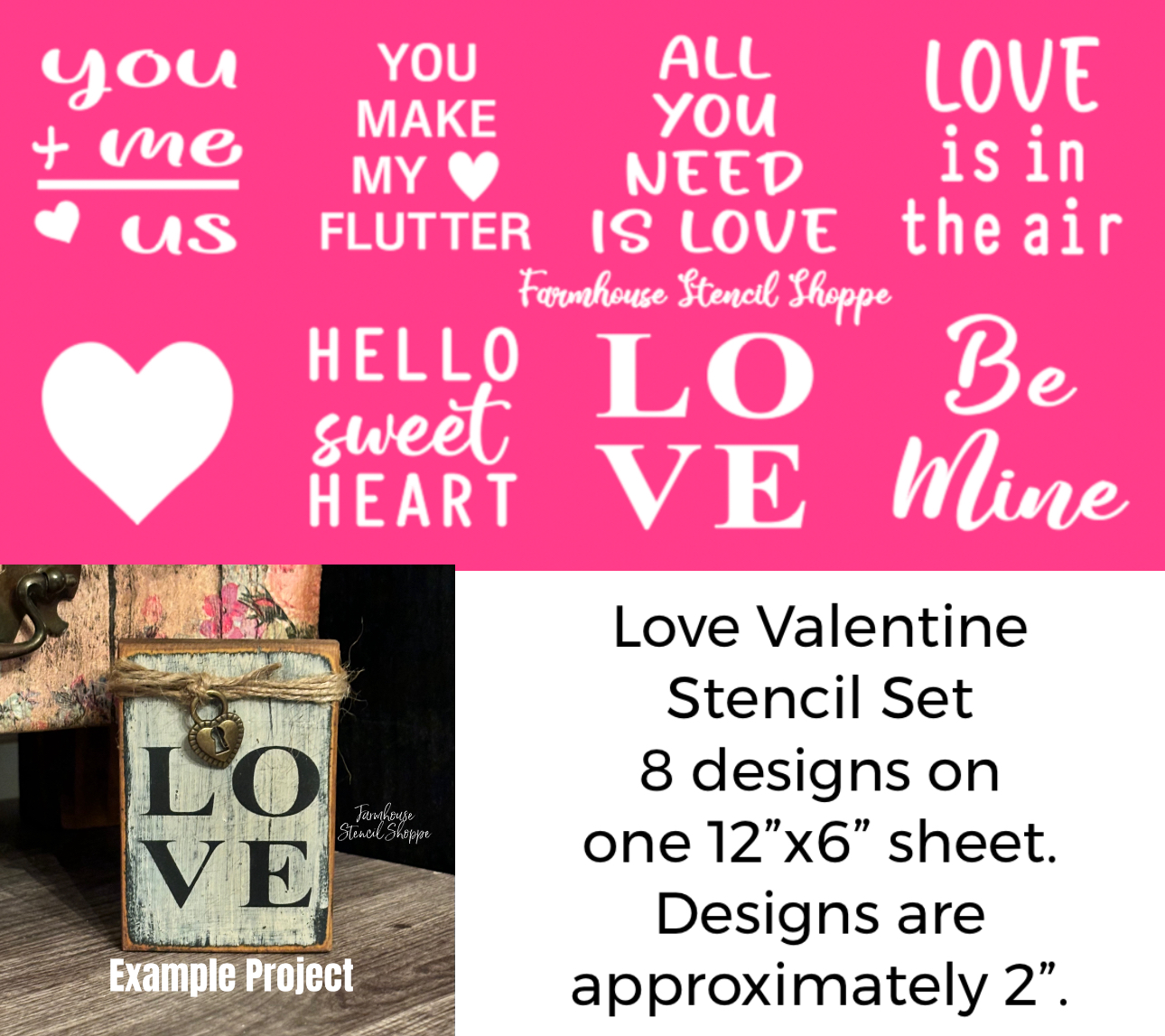 Love Valentine Set of 8 - 12"x6"