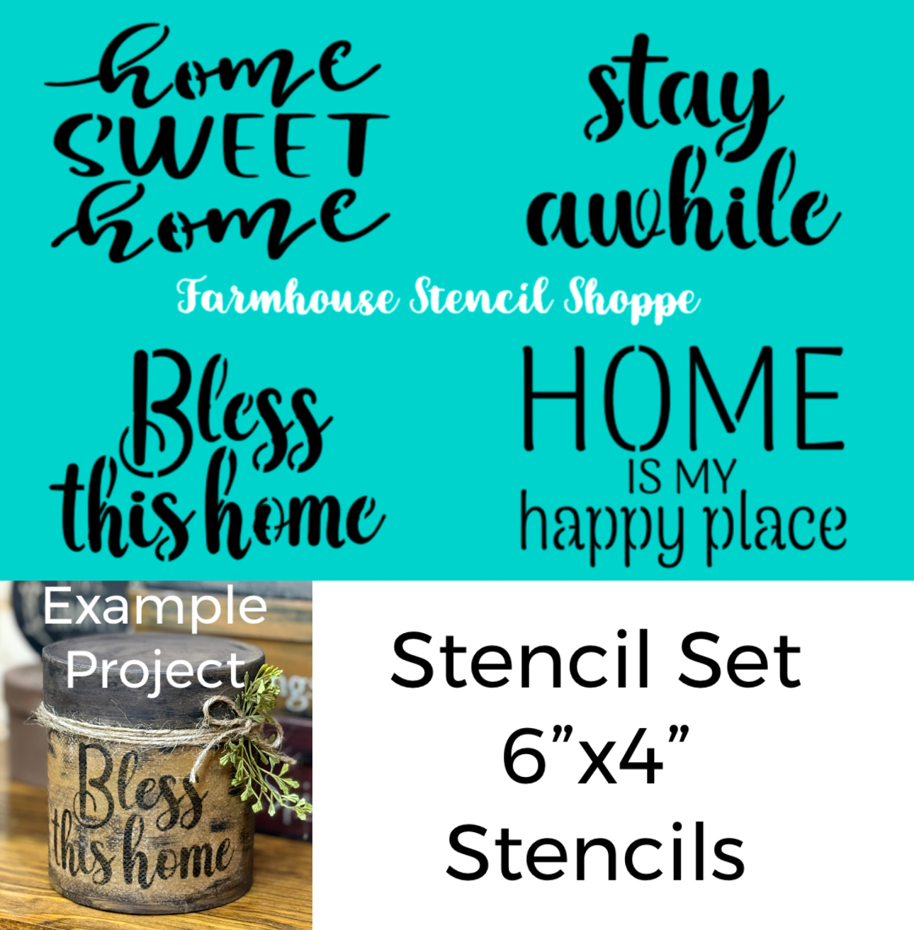 Stay awhile set of 4 Stencils - 6"x4"