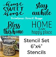 Stay awhile set of 4 Stencils - 6"x4"