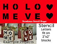 Home & Love with Hearts Stencil Set for Blocks