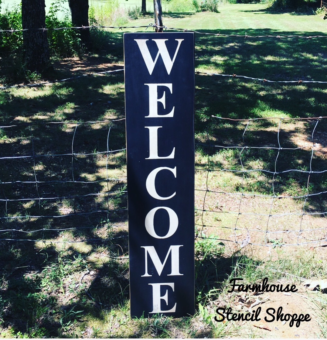 Large Vertical Welcome Stencil 10"x 48"