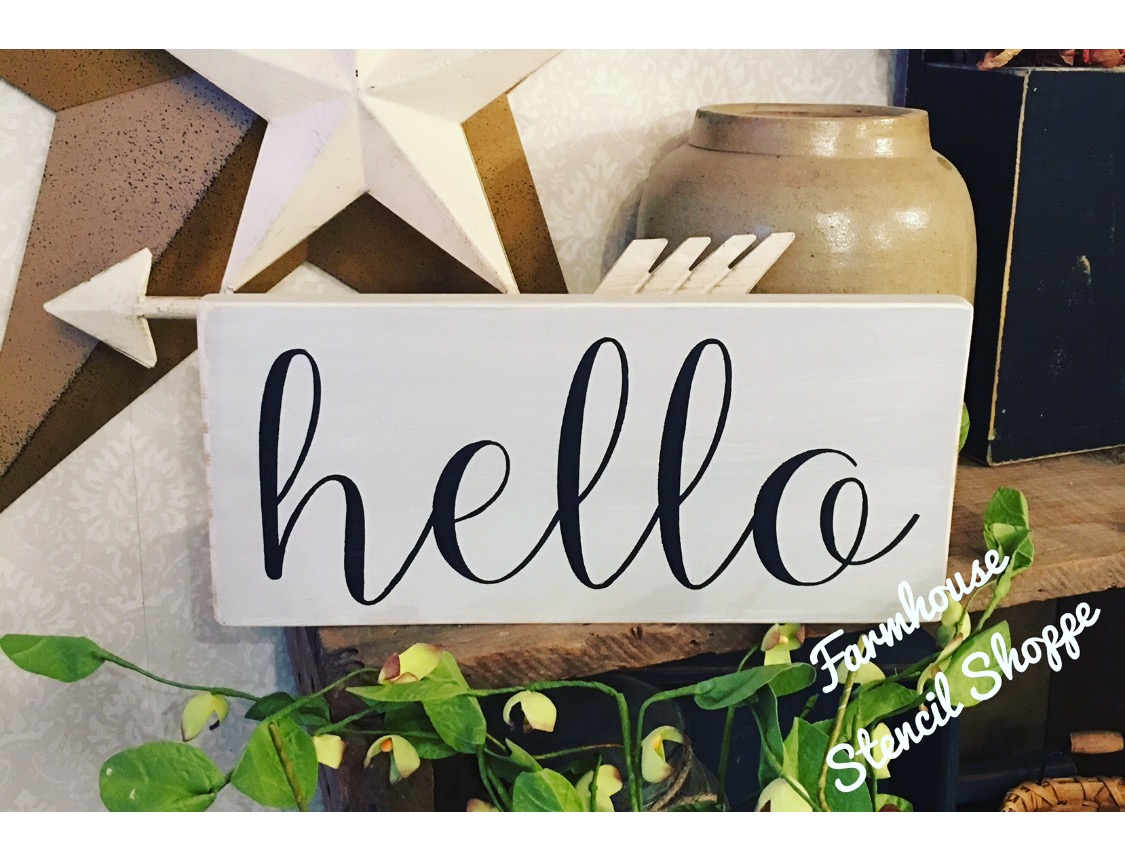 hello (script) 12"x5.5"