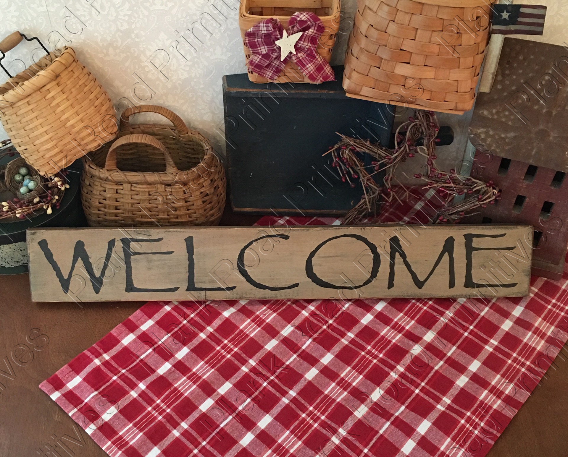 Welcome Stencil - 24"x3.5" Primitive Style