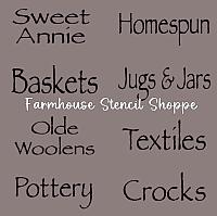 Primitive Set of 8 Word Design Stencils - 6"x3"