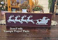 Santa Sleigh and Reindeer Stencil - 18"x5"
