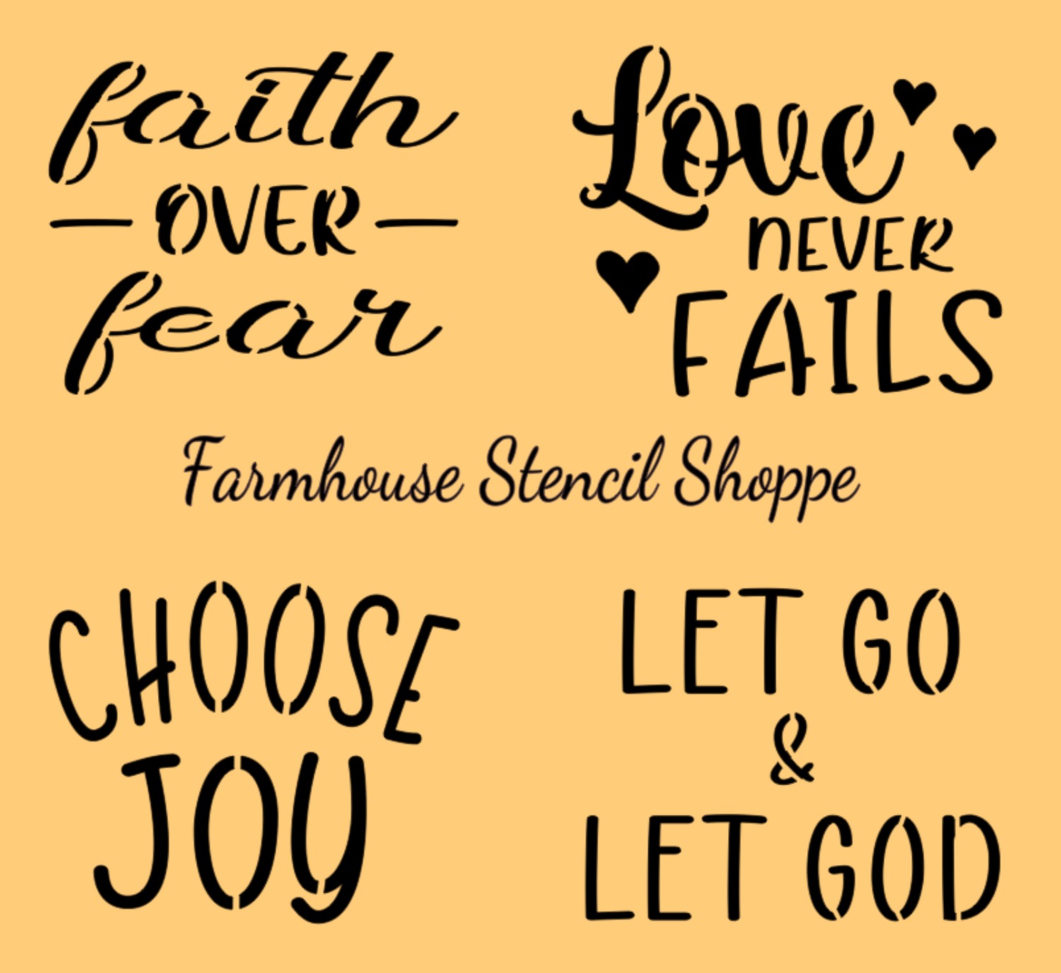 Set of 4 Faith Stencils - 6"x5"