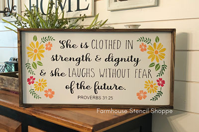 She is clothed in strength & dignity 24"x11.5"