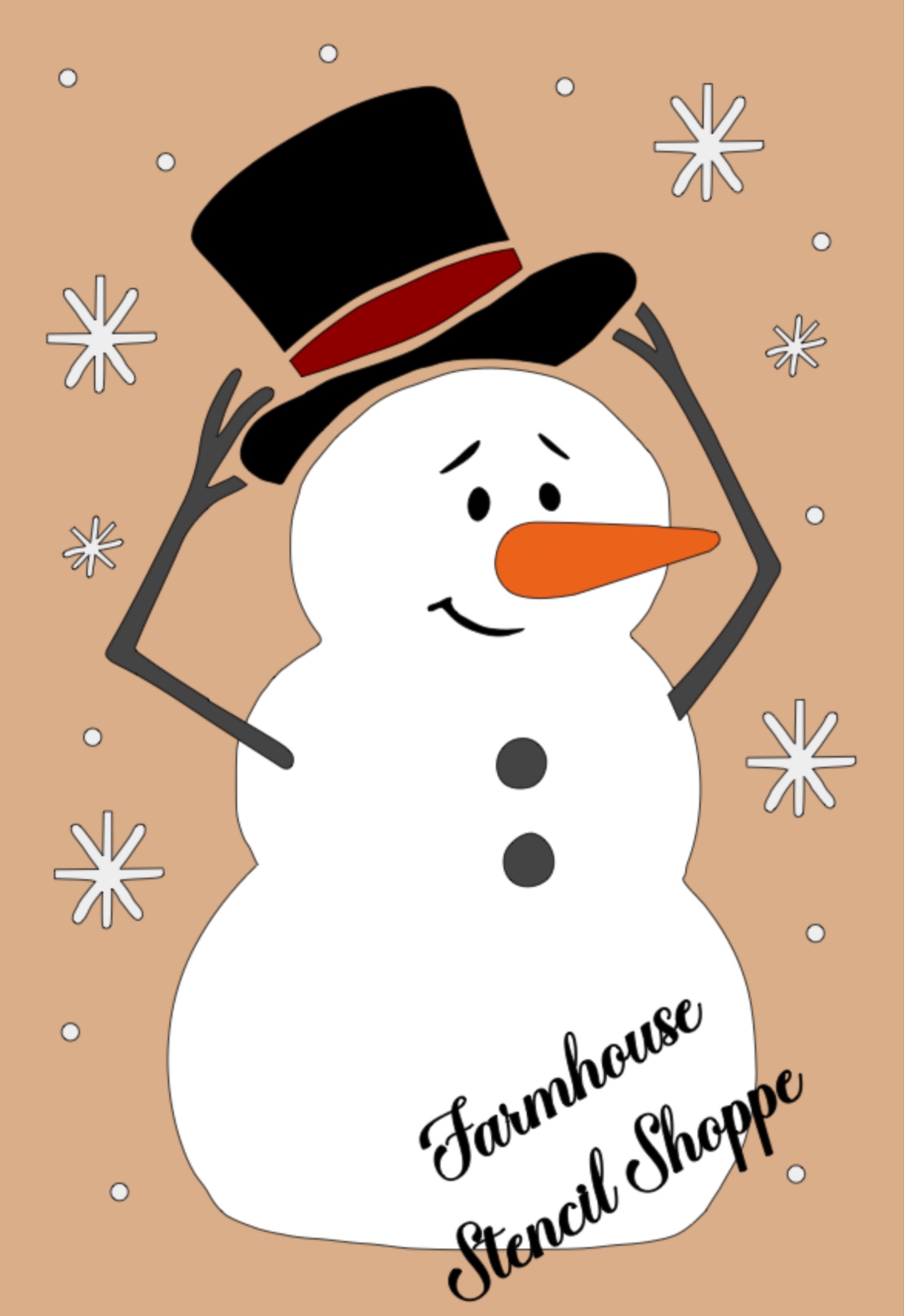 Snowman Lifting Hat Overlay Stencil - 2 pc