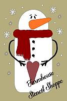 Snowman with Primitive Heart Overlay - 2 pc stencil
