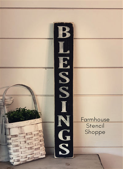 Blessings - Vertical Stencil - 3.5"x24"