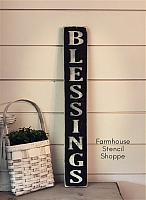 Blessings - Vertical Stencil - 3.5"x24"