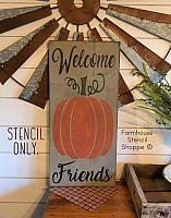 Welcome Friends with Large Pumpkin 11.5"x24"