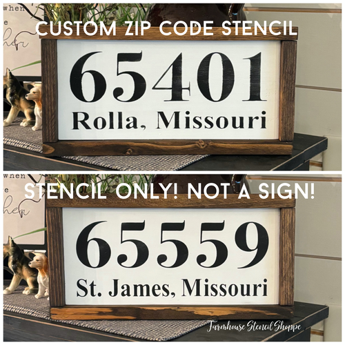 Custom Zip Code Stencil - 12"x5.5"