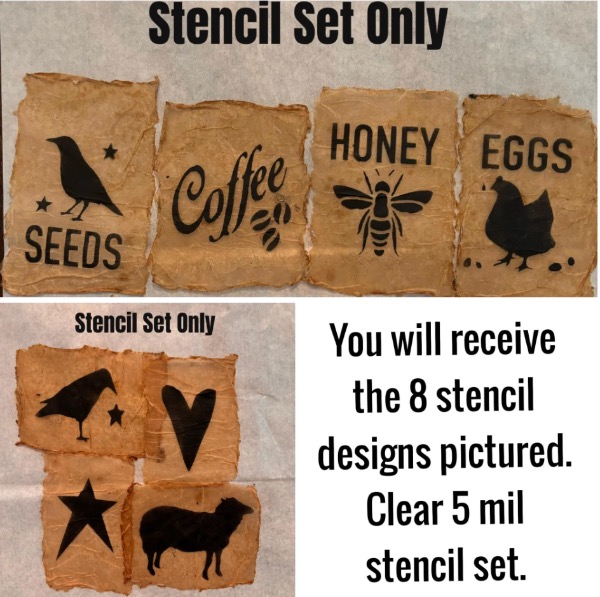 Primitive Graphic Stencil Set of 8 - 3"x3.5"