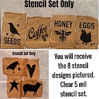Primitive Graphic Stencil Set of 8 - 3"x3.5"