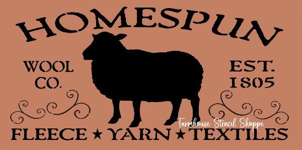 Homespun Wool Co Stencil with Sheep - 24"x11.5"