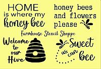 Small Bee Set of 4 Stencils - 6"x4"