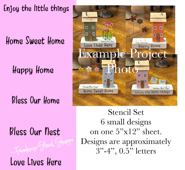 Enjoy the Little Things Set of 6 Small Stencils on One Sheet