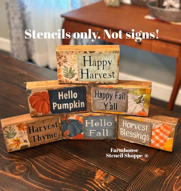 Fall Stencil Set of 6 Stencils - 4"x3.5"