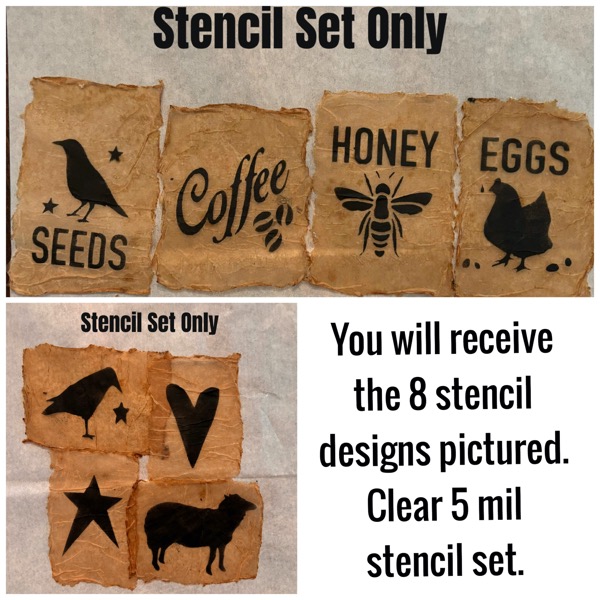 Primitive Graphic Stencil Set of 8 - 3"x3.5"