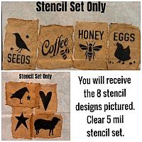 Primitive Graphic Stencil Set of 8 - 3"x3.5"