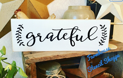 grateful with laurels - 16"x5"