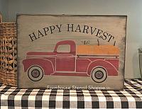 Happy Harvest Truck with Pumpkins Stencil, 16"x10"